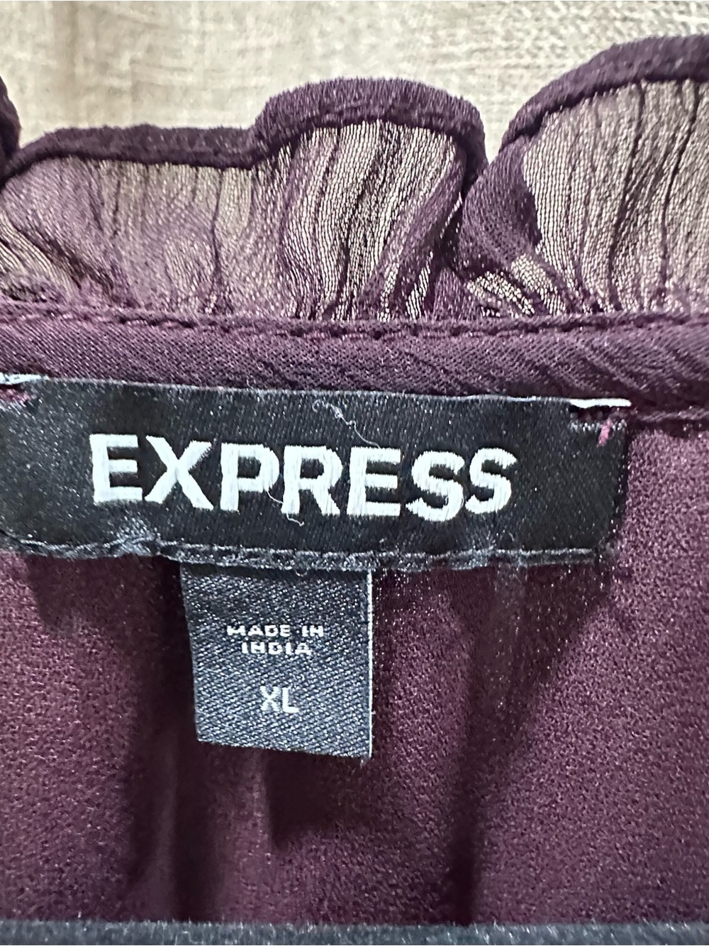 Express Women's Plum Ruffled Tie-Front Blouse - Picture 4 of 5